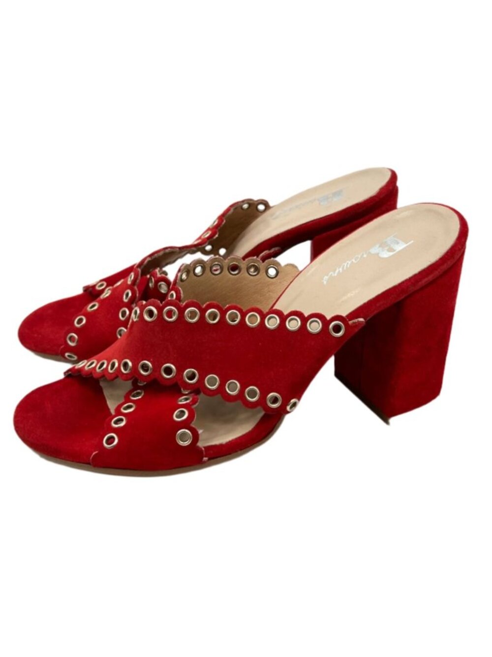 Browns Slides Eyelits Suede Leather Heels
